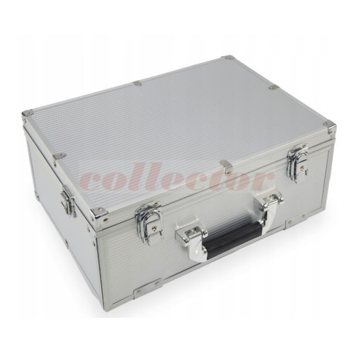 Hliníkový kufřík na 10 palet mincí + 10 palet