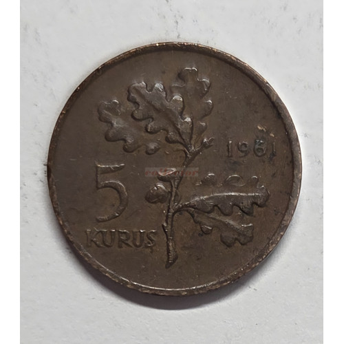 Turecko 5 kuruşů, 1961