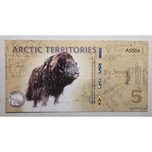 Bankovka Fantasy - 5 Polar Dollars Muskox (2012)