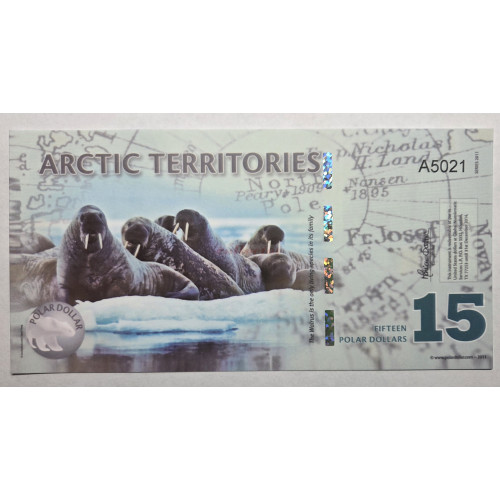 Bankovka Fantasy - 15 Polar Dollars Walrus (2011)