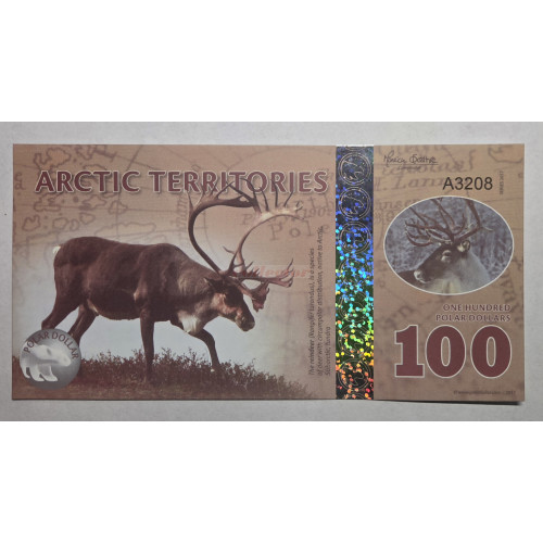 Bankovka Fantasy - 100 Polar Dollars Reindeer (2017)